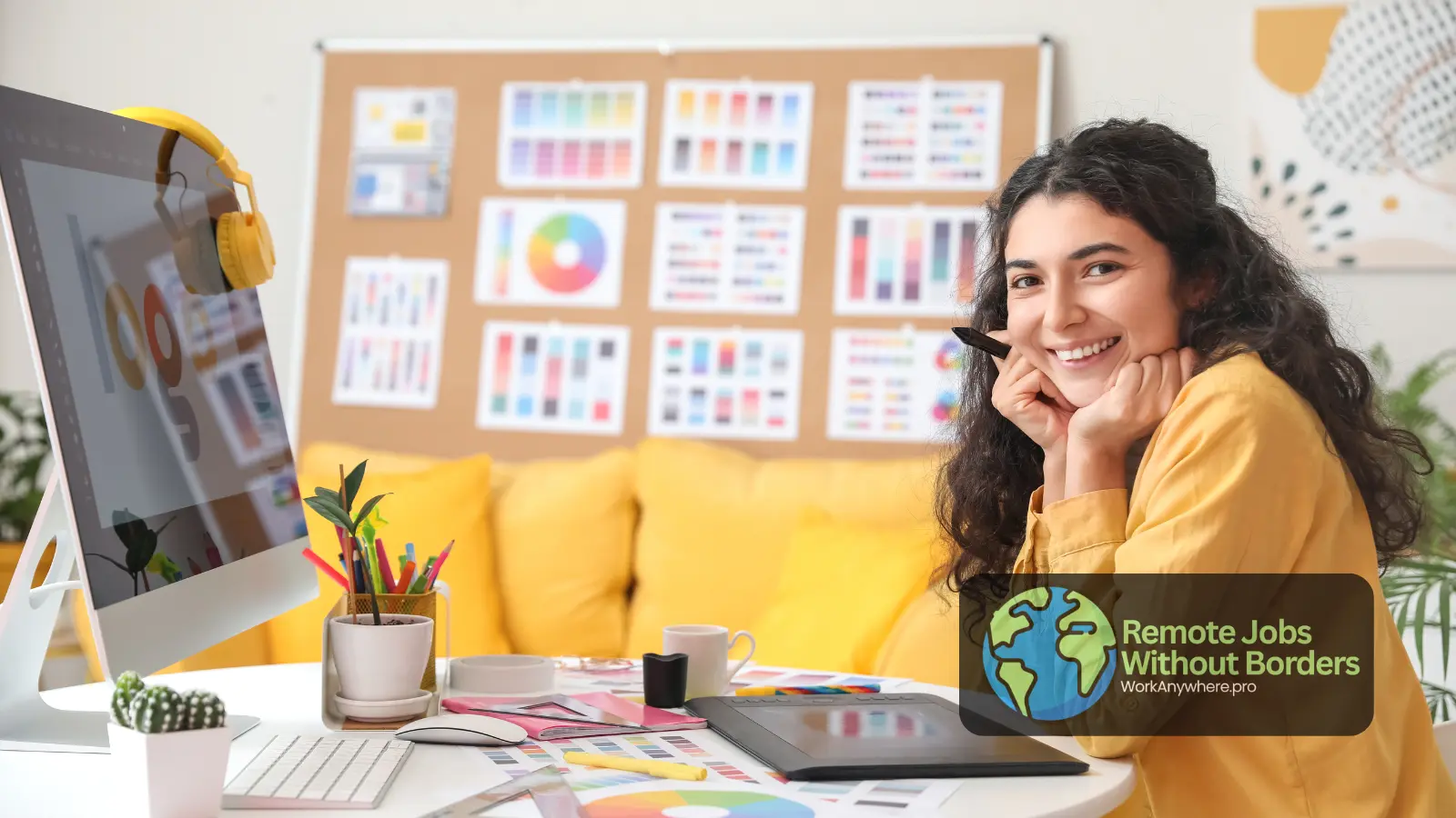 Product design and UI/UX workspace illustration.