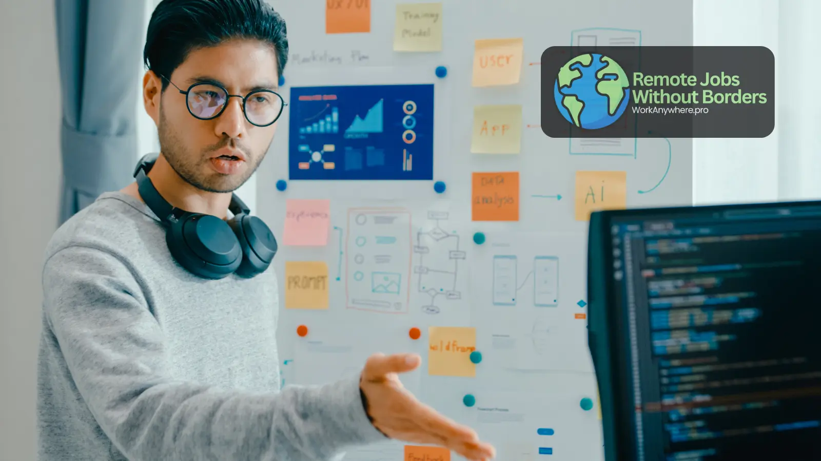 Software engineering remote work illustration.